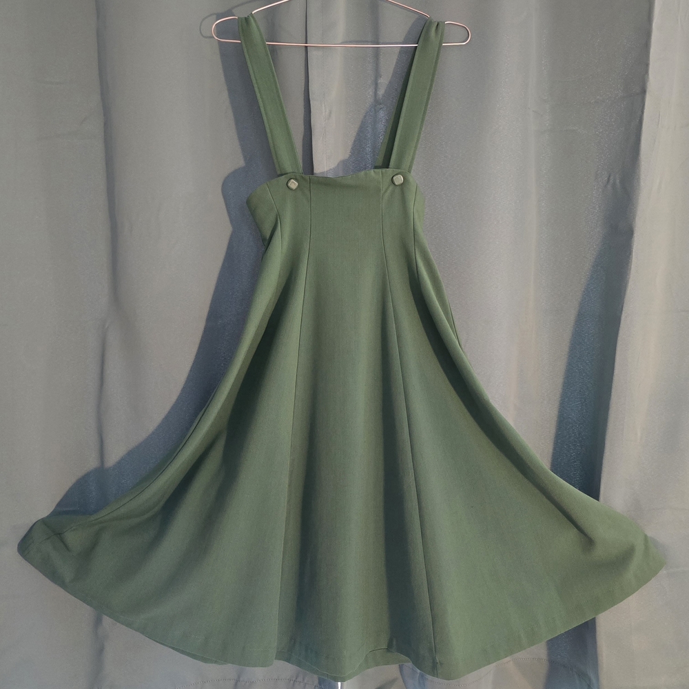 Tatyana Suspender Jumper Vintage Inspired Green Dress XS
